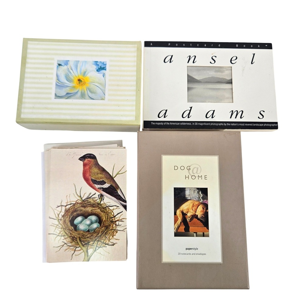 Vintage Art Greeting Cards + Ansel Adams Postcard Book‎ lot of 4 partial sets